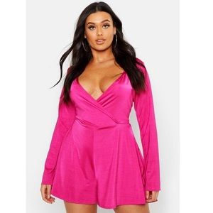 Hot Pink Long Sleeve Romper Plus Size US 16